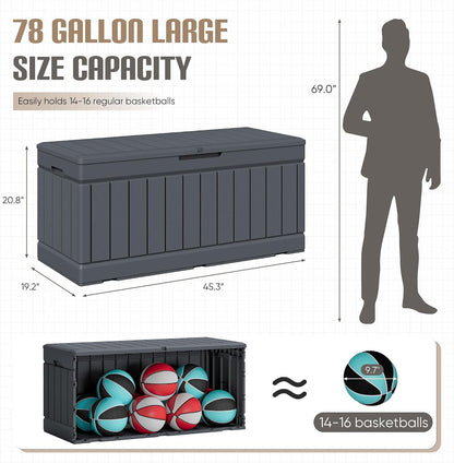 JUMMICO 31 Gallon Resin Deck Box Waterproof Indoor Outdoor Storage Boxes for Patio Furniture Cushions and Garden Tools (Brown)