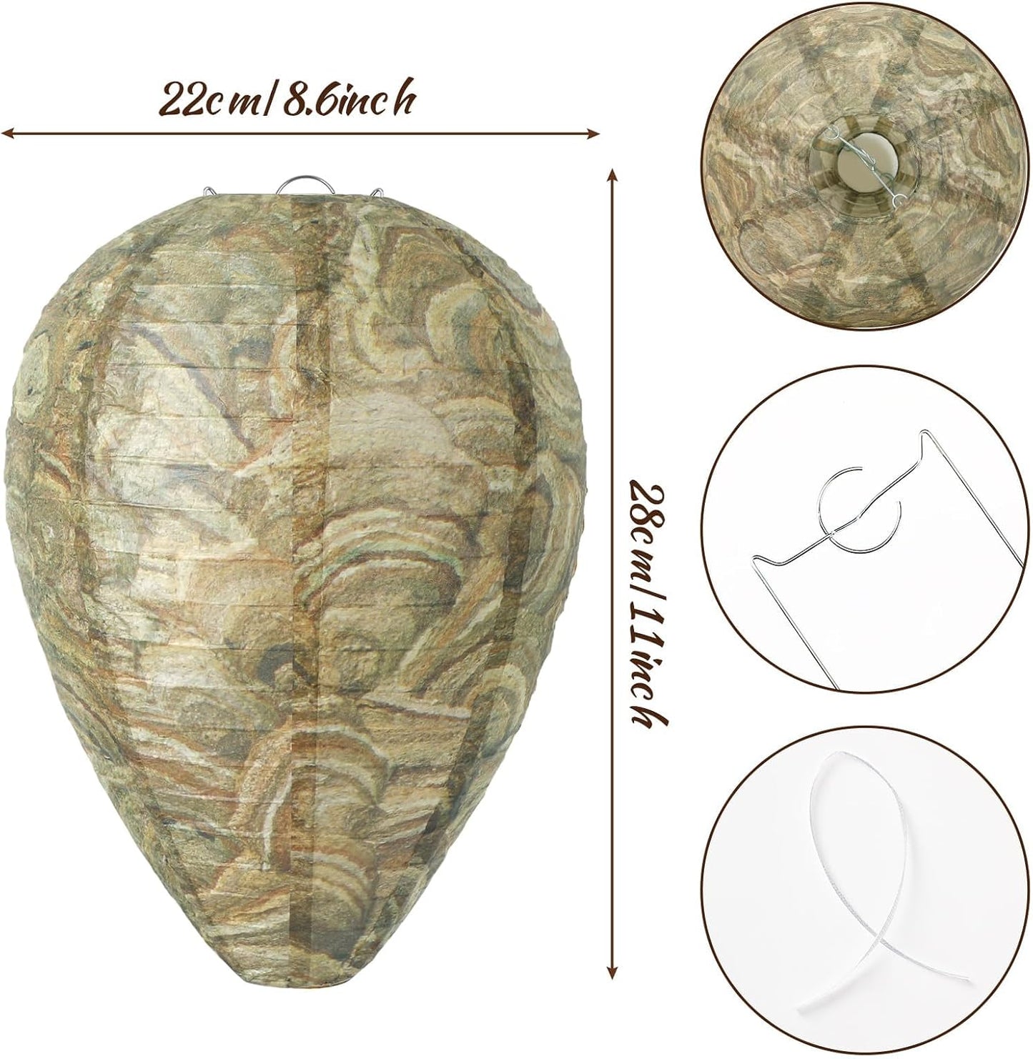 DECYOOL 6 Pack Paper Fake Wasp Nests Decoys for Yellow Jackets and Wasps | ﻿ Oversized Paper Build, Eaves/Garbage/Pool Areas, Territorial Hive Mimicry, Hanging Design,Easy Mount