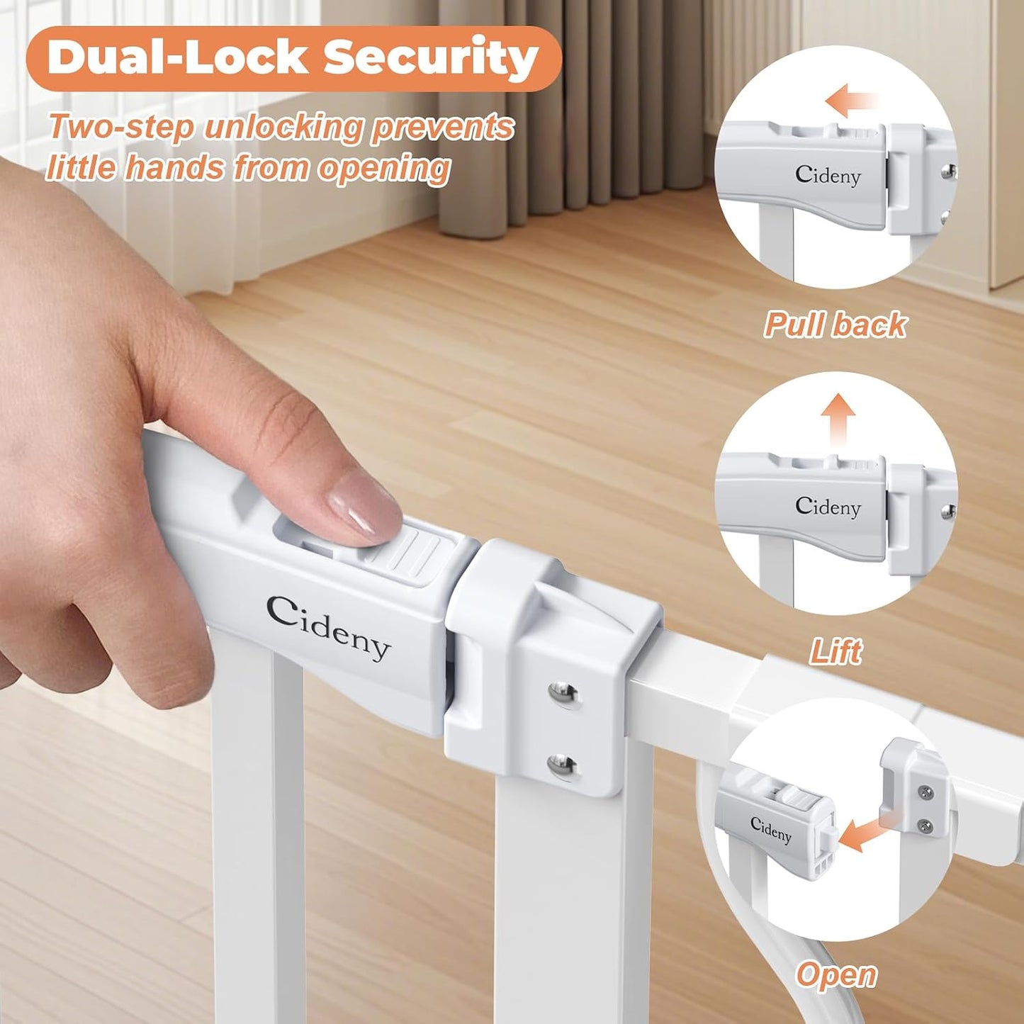 Baby Gate No Drilling, 29"-40" Auto Close Dog Gate Indoor for Doorways & Stairs, Pressure Mounted Adjustable Pet Gate, Easy Walk Through Child Gate for Children & Pets Stroller Friendly, White