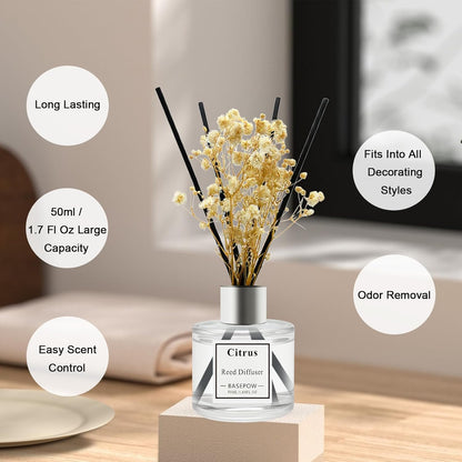 Reed Diffuser Set of 3 Pack,Clean Linen,Vanilla,Citrus Scented Oil Diffuser with 12 Sticks,Reed Diffuser for Home Living Room Office Bathroom Air Freshener,50ml x 3