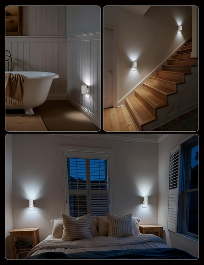 Brightown 2 Pack Night Lights Plug Into Wall, Modern Night Light with Rotating Plug, Dusk to Dawn Sensor, 0-100LM Stepless Dimming Nightlights, Home Decor for Hallway Bedroom Bathroom, Soft White