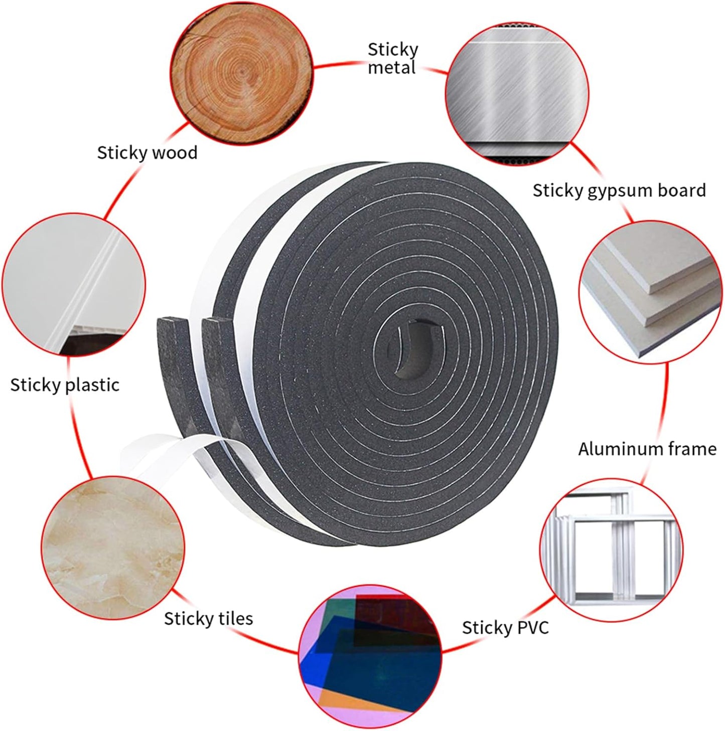 Weather Stripping Door Seal Strip for Doors and Windows, 1In x 1/8In x 33Ft x 2 Roll Foam Insulation Tape Self Adhesive,Sound Proof,Weatherstrip,Pipe Cooling, Air Conditioning Seal Strip - Colors A
