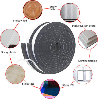 Weather Stripping Door Seal Strip for Doors and Windows, 1In x 1/8In x 33Ft x 2 Roll Foam Insulation Tape Self Adhesive,Sound Proof,Weatherstrip,Pipe Cooling, Air Conditioning Seal Strip - Colors A