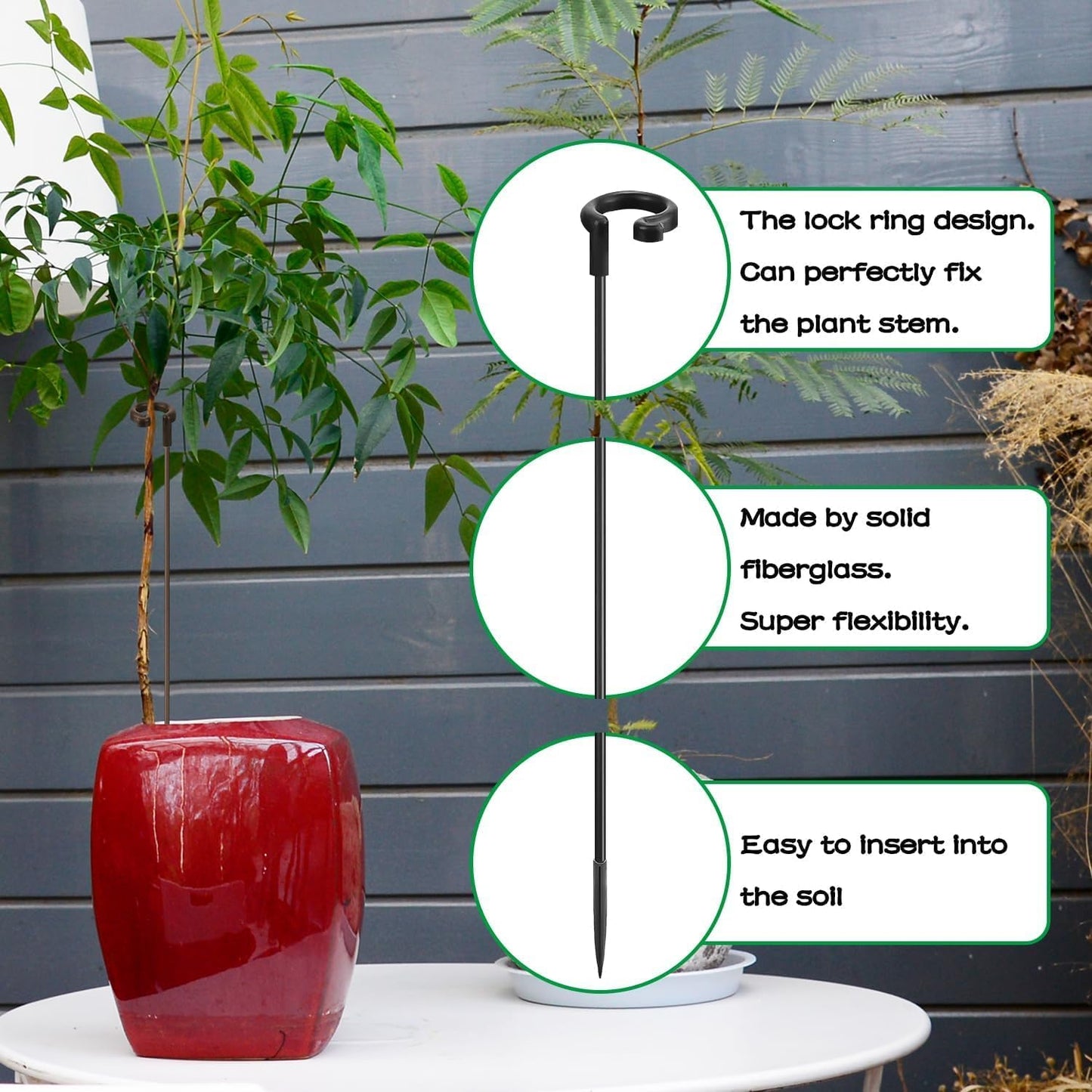 Plant Stakes 17inch &11inch SupKing Adjustable Length Plant Support Stake 16Pcs Orchid Stick with Clips for Indoor Outdoor,Garden Pole for Potted Tomato Amaryllis Vegetables Comes with 20 Ties (Green)