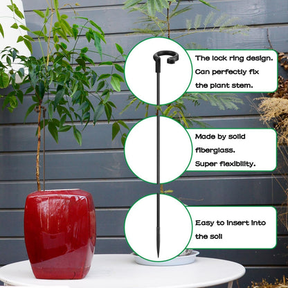 Plant Stakes 17inch &11inch SupKing Adjustable Length Plant Support Stake 16Pcs Orchid Stick with Clips for Indoor Outdoor,Garden Pole for Potted Tomato Amaryllis Vegetables Comes with 20 Ties (Green)