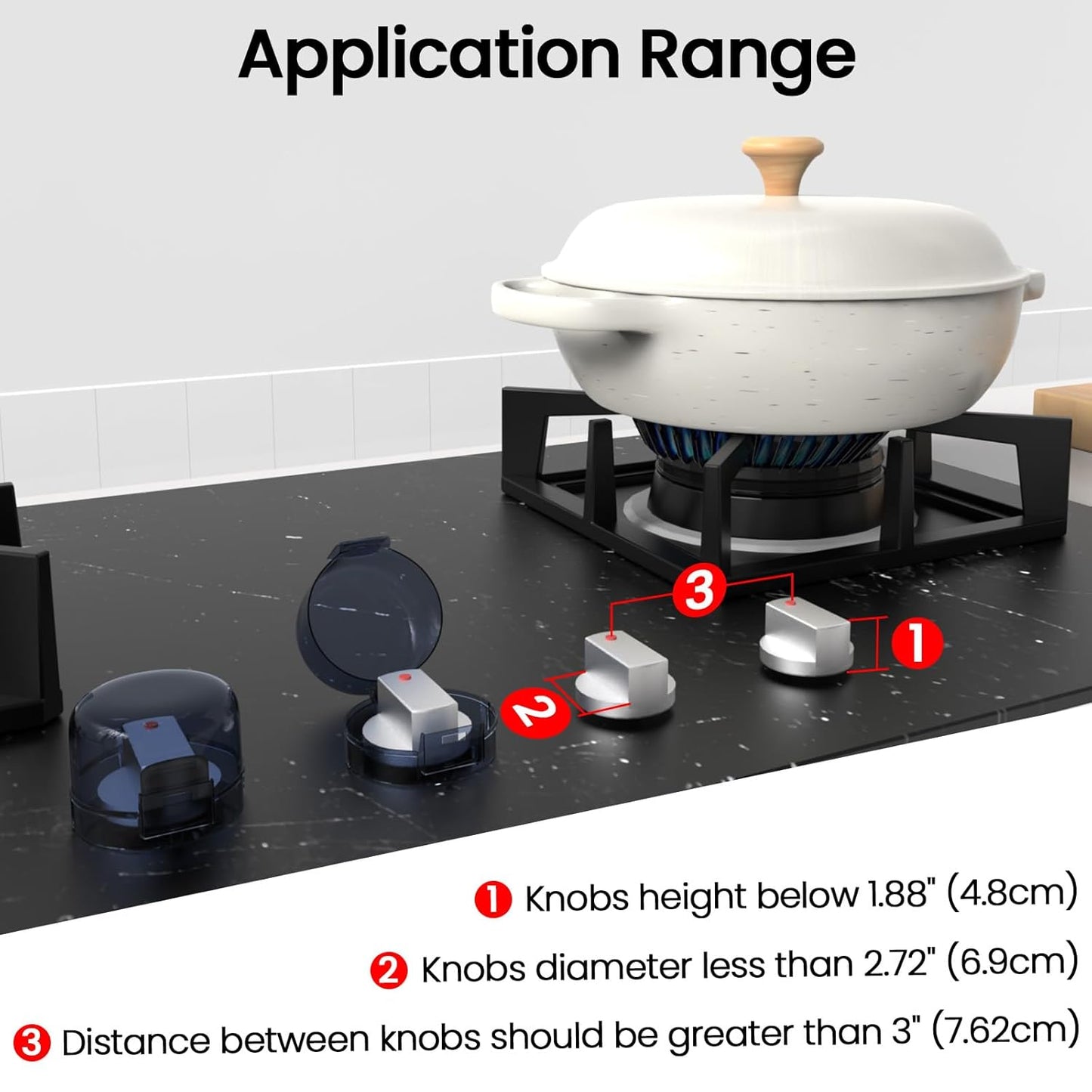 Stove Knob Safety Covers Child Proof Oven Gas Stove Knob Covers for Child Safety, Heat-Resistant, Easy Installation, Baby Proofing Kitchen Gas Range Oven Knobs Locks, Black, 5 Pack