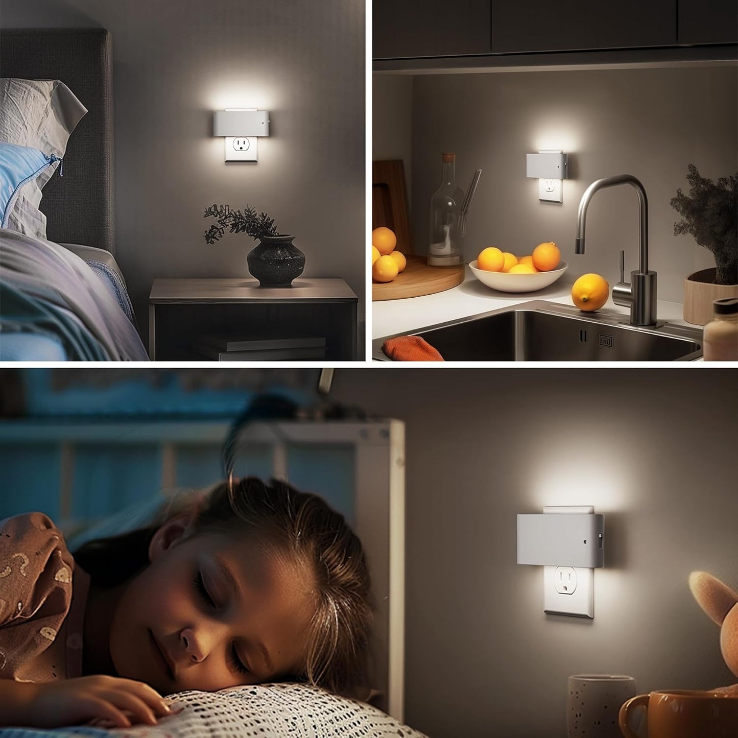 Briignite Motion Sensor Night Light, 2 Pack Motion Activation Night Lights Plug into Wall, Auto On Off, 0-100LM Dimmable Night Light Plug in, 3000K Warm White LED Nightlight for Kids Bedroom Hallway