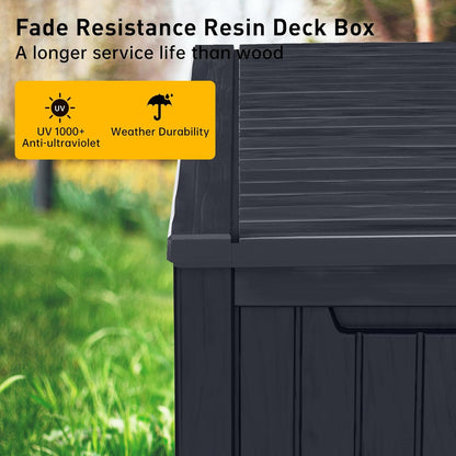 DRATO 180 Gallon Outdoor Storage Box, Large Waterproof Deck Box, Lockable Resin Storage Container with Reinforced Support for Patio Cushions, Garden Tools, UV-Resistant Outdoor Chest（Black，180 Gallon）