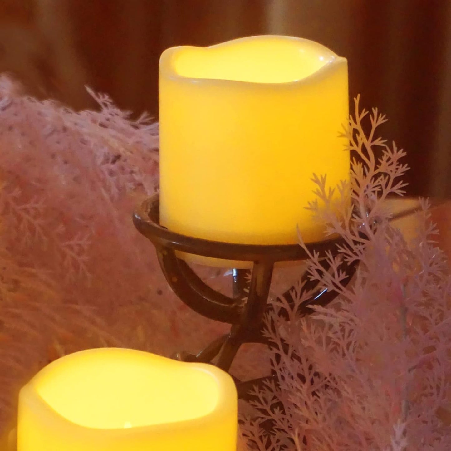 Outdoor Waterproof Battery Operated Flameless LED Pillar Candles with Remote Timer Flickering Electric Plastic Resin Decorative Lights for Xmas Christmas Wedding Party Decorations Gifts Supplies 3 PCS