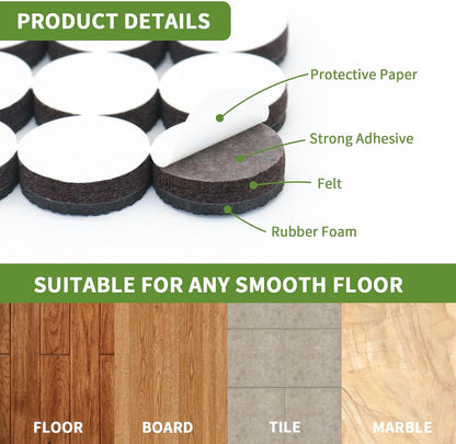 Non Slip Furniture Pads 36 PCS 1'' Square - Anti Slip Furniture Pads - Self Adhesive Rubber Feet Furniture Feet - Chair Leg Floor Protectors - Keep Furniture in Place