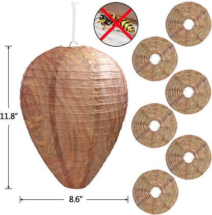 DECYOOL 6 Pack Paper Fake Wasp Nests Decoys for Yellow Jackets and Wasps | ﻿ Oversized Paper Build, Eaves/Garbage/Pool Areas, Territorial Hive Mimicry, Hanging Design,Easy Mount