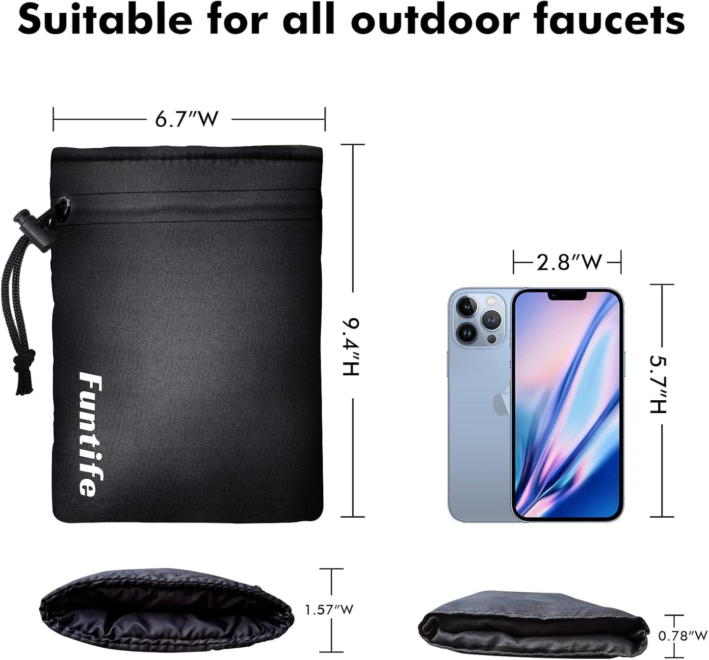 Outdoor Faucet Cover Socks for Winter Freeze Protection, Insulated Hose Spigot Covers for Outside Cold Weather Extra Large XL 2 PcsBLACK