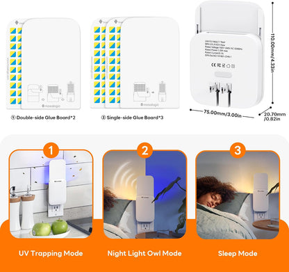 Mosalogic Fruit Fly Traps for Indoors Gnat Trap for House Indoor-600 Sqft Protection Area UV Fly Insect Trapper for Fruit Flies，Gnats，Mosquito，and Other Flying Insect Plug-in Bug Killer White 2Pack