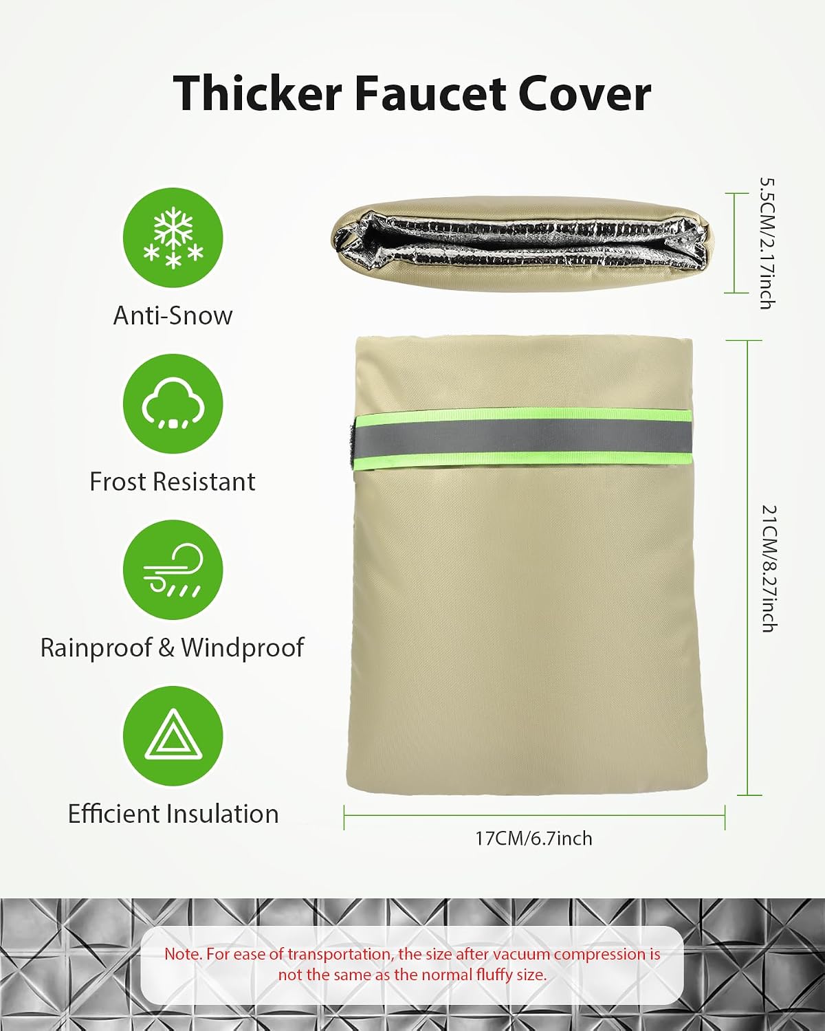 Outdoor Faucet Covers for Winter Freeze Protection, Kanosan 8.3"H X 6.7"W Thickened Reflective Outside Spigots Covers Hose Bib Insulated Sock for Winter Cold Weather, 2 Pack Black