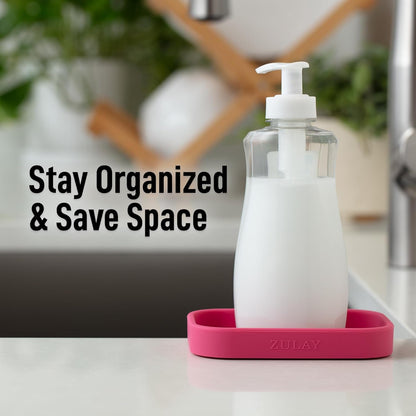 Zulay Kitchen (9x3.5in) Sponge Holder for Kitchen Sink - Flexible Heavy-Duty Multipurpose Sink Caddy - Counter Organizer for Kitchen, Bathroom, Makeup, Trinkets & More! (Grey)