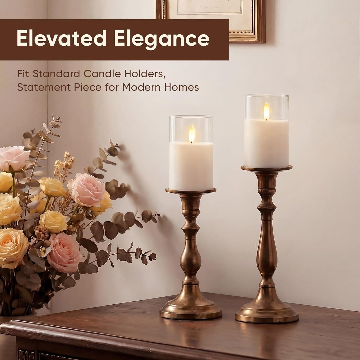 Amagic Clear Glass Flameless Candles Battery Operated with Timer, Remote Control, LED Pillar Candles, Battery Powered, Valentine's Day Decor, Pure White Wax, Set of 3