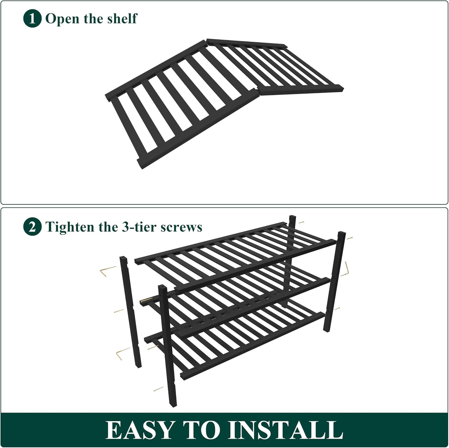 Smiry Bamboo Shoe Rack for Closet, 3 Tier Wooden Shoe Organizer, Stackable Wood Shoe Storage Shelf for Entryway, 14 Vertical Slats, One-piece Heavy-Duty Legs, 26.77"x11.02"x18.31", Natural