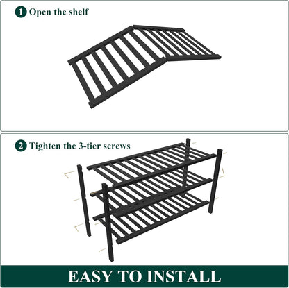 Smiry Bamboo Shoe Rack for Closet, 3 Tier Wooden Shoe Organizer, Stackable Wood Shoe Storage Shelf for Entryway, 14 Vertical Slats, One-piece Heavy-Duty Legs, 26.77"x11.02"x18.31", Natural