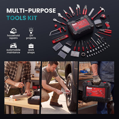 DUMOS 330-Piece Complete Homeowners Tool Box Set with Pull-Out Drawer | Durable Tool Kit, Versatile Home Repair Tool Kit for Auto & Household, DIY Projects