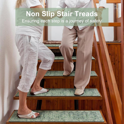 OJIA Extra Non-Slip Stair Treads for Wooden Steps 15PCS, 30"X8" Rubber Indoor Stair Runner Slip Resistant Stair Rugs Safety Mats for Dogs, Kids & Elders, Stairway Grip Step Treads, Gray
