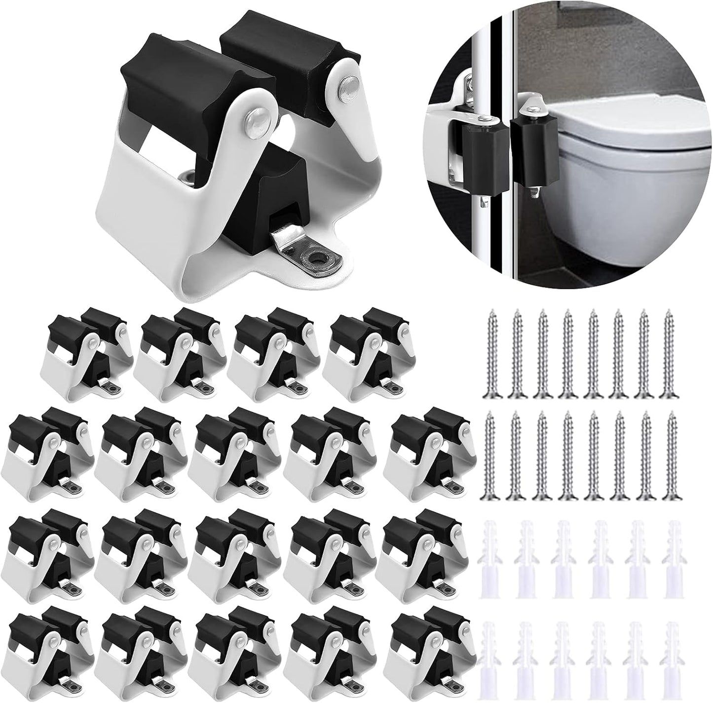 3-H Broom Holder Wall Mount 12 Pack, Heavy Duty Stainless Steel Mop and Broom Organizer Clips, Strong Grip Wall Mount Holders for Garage, Garden, Laundry Room & Utility Closet, Black