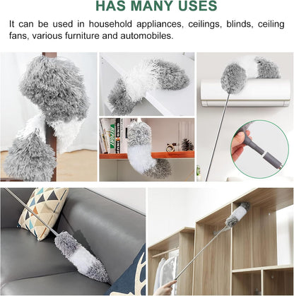 SetSail Extra-Long Dusters with Extension Pole 100-inch for Cleaning, Bendable Microfiber Head Washable Ceiling Fan Duster for High Ceilings, Furniture