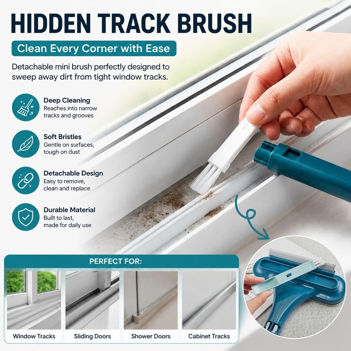 Window Screen Cleaning Brush, Upgraded 2 in 1 Mesh Screen Cleaner with Squeegee, Multi-Purpose Cleaning Brush for Home Window Glass Porch Screens