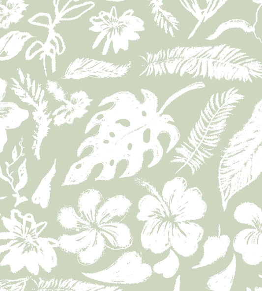 Green Botanical Floral Peel and Stick Wallpaper Self Adhesive Removable Thick Renter Friendly Wallpaper for Bedroom Accent Wall 17.7" x 118"
