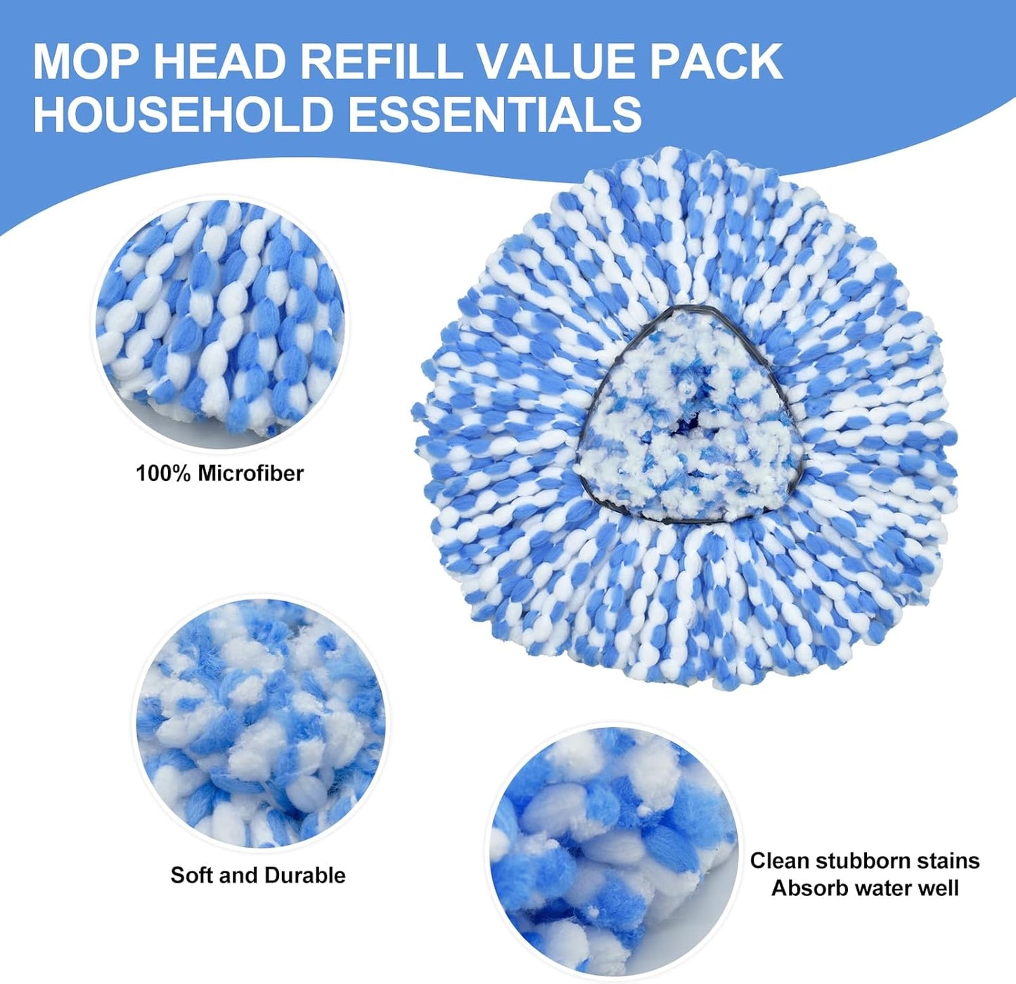 Mop Head Replacement, Base, Mop Handle for Ocedar RinseClean 2-Tank System, 2 Microfiber Mop Refills, Extendable Length 30-59" Mop Handle, Base and Scrubber for All Hard-surfaced Floor