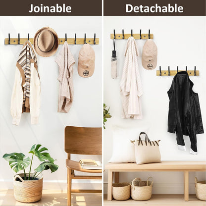 Optish Coat Rack Wall Mount, 16.5 Inches Wood Coat Hooks, Wall Hooks for Hanging, Hat Rack Bag Hanger Key Holder for Wall, Purse Hanger Towel Racks for Bathroom (1Pack, Brown)
