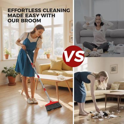 Handy Broom, Indoor/Outdoor Brooms, Duty Kitchen Broom, for Home Garage Kitchen Office Courtyard Lobby Patio Lawn Concrete (1 Pack, Red, New)