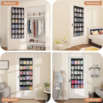 FENTEC 40 Large Pockets Over The Door Shoe Organizer, Mesh Hanging Shoe Organizer Shoe Rack for Closet Mesh Closet Shoe Holder, Over Door Organizer, Shoe Organizer for Wall, Grey, 1 Pack