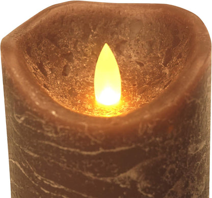 Battery Operated Flameless Candles with Remote Timer Real Wax Realistic Bright Flicker Flickering Electric Electronic LED Pillar Lights Home Wedding Party Decorations Set of 3 Rustic Texture Gray Grey