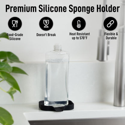 Zulay Kitchen (9x3.5in) Sponge Holder for Kitchen Sink - Flexible Heavy-Duty Multipurpose Sink Caddy - Counter Organizer for Kitchen, Bathroom, Makeup, Trinkets & More! (Grey)