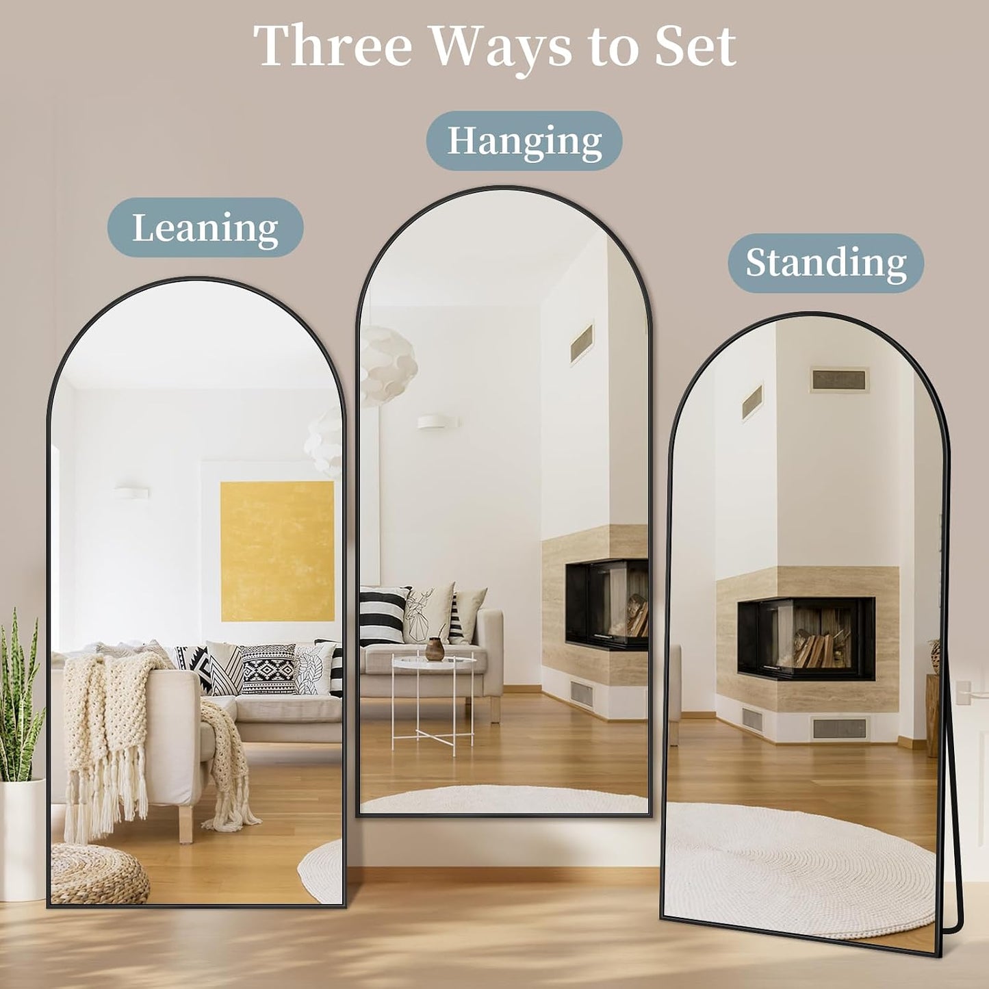Full Length Mirror with Stand, 71"x28" Arched Full Body Large Stand Up Aluminum Frame Floor Standing Mirror, Freestanding Hanging Leaning Mounted for Bedroom Living Room Entryway Gold
