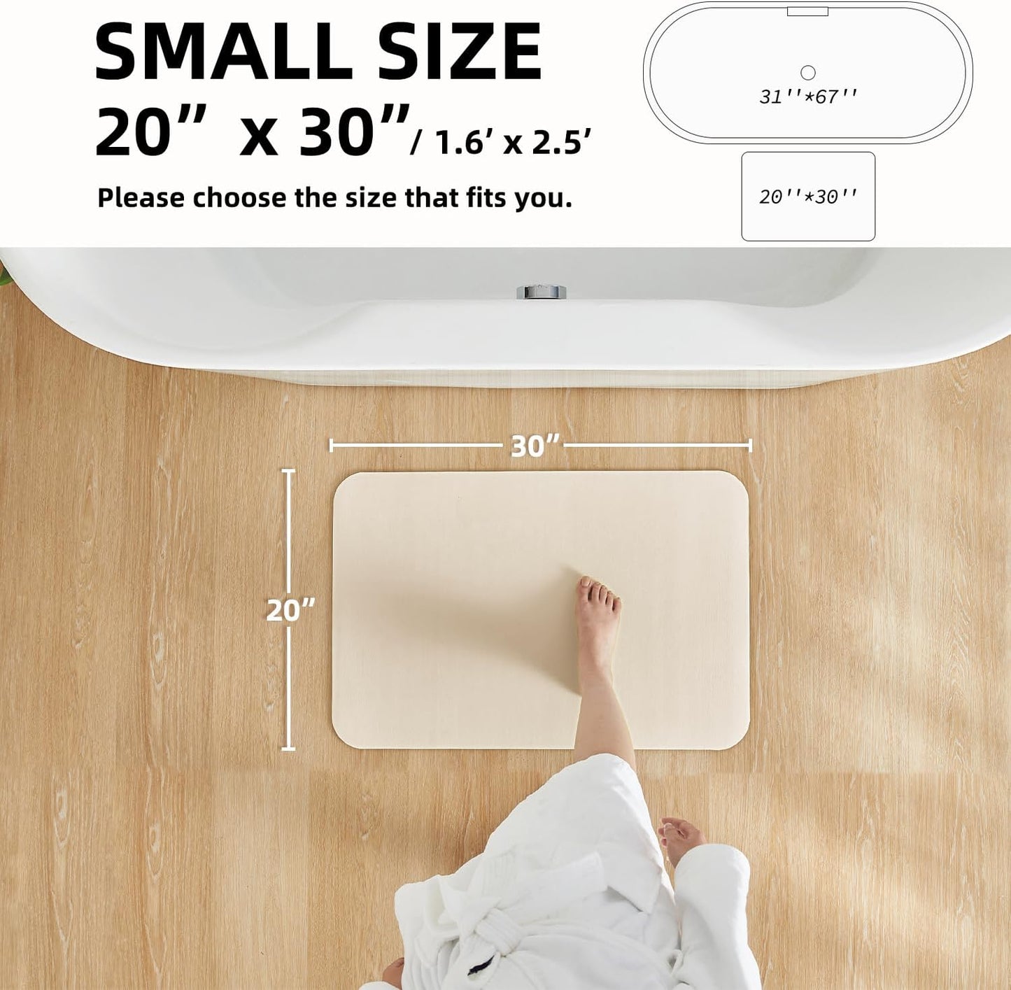 TYUU Bath Mat, Bathroom Rugs Non Slip Washable Thin Absorbent Quick Dry Bath Mat Fits Under Door Bathroom Floor Mat Perfect for Bath, Shower, or Sink 16"x24" Dark Grey