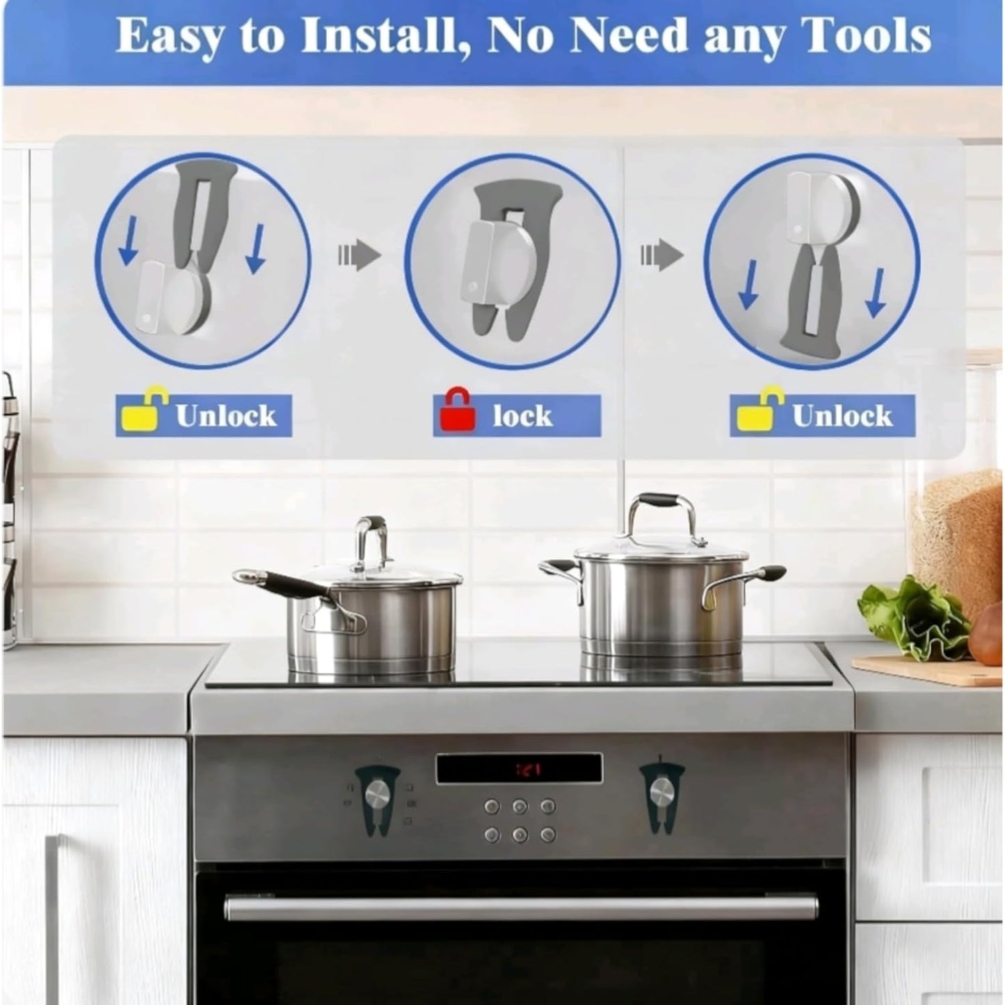 Universal Stove Knob Locks(5 Pack Purple) Child Proof Gas Stove Safety Lock with Key, Easy Install No Tools Needed, Heat Resistant Baby Proofing Essentials for Kitchen Cooktop