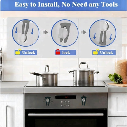 Universal Stove Knob Locks(5 Pack Purple) Child Proof Gas Stove Safety Lock with Key, Easy Install No Tools Needed, Heat Resistant Baby Proofing Essentials for Kitchen Cooktop