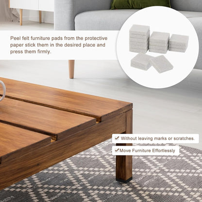 uxcell Furniture Pads, 16Pcs 2.5" - Square Self Adhesive Felt Furniture Pads, Floor Protectors for Furniture Feet Chairs Legs Hardwood Floors (Brown)