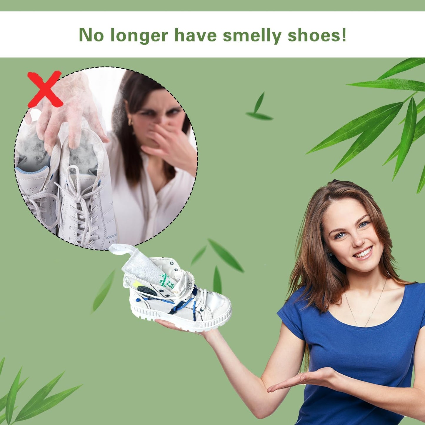 Charcoal Shoe Deodorizer, 2 Pack Natural Shoe Odor Eliminator, Reusable Activated Charcoal Bags Odor Absorber for Sneakers, Boots, Gym Bags, Closet & Locker
