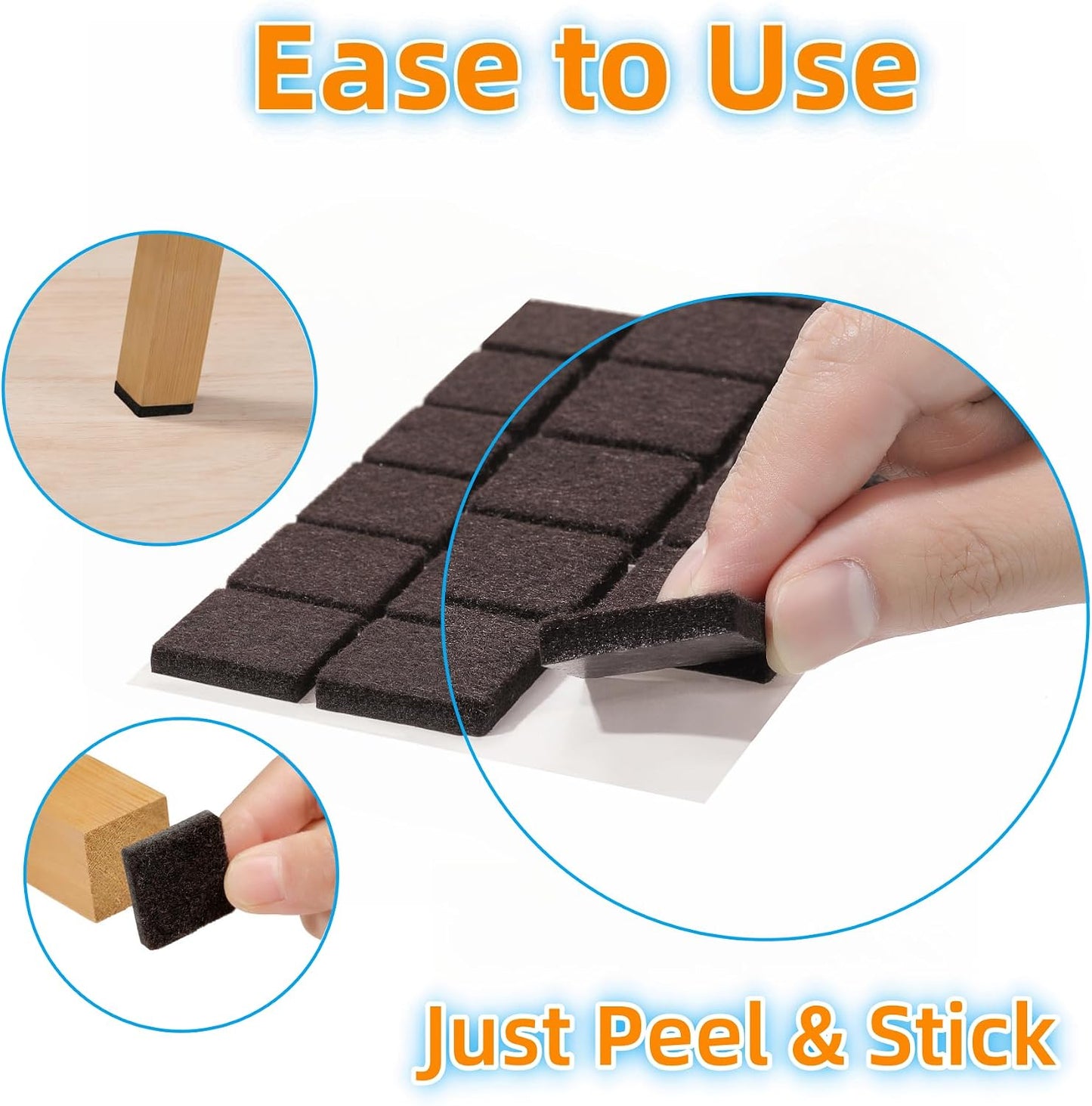 Furnigear Felt Furniture Pads for Hardwood Floors - Self Adhesive Chair Felt Pads, Floor Protector for Furniture Feet, Furniture Sliders Moving Your Furniture Smoothly - Anti Scratch 96 Pcs 3/4" Round