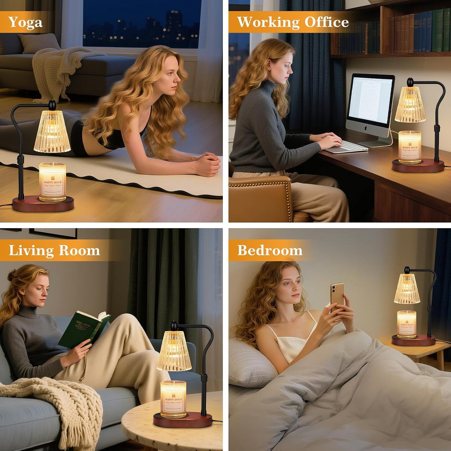 Imenlox Candle Warmer Lamp, with Timer and Dimmer, Adjustable Height, for Mom, Christmas Birthday Gifts for Women, House Warming Gifts Home Decor, Wax Warmer for Jar Candles(Amber)