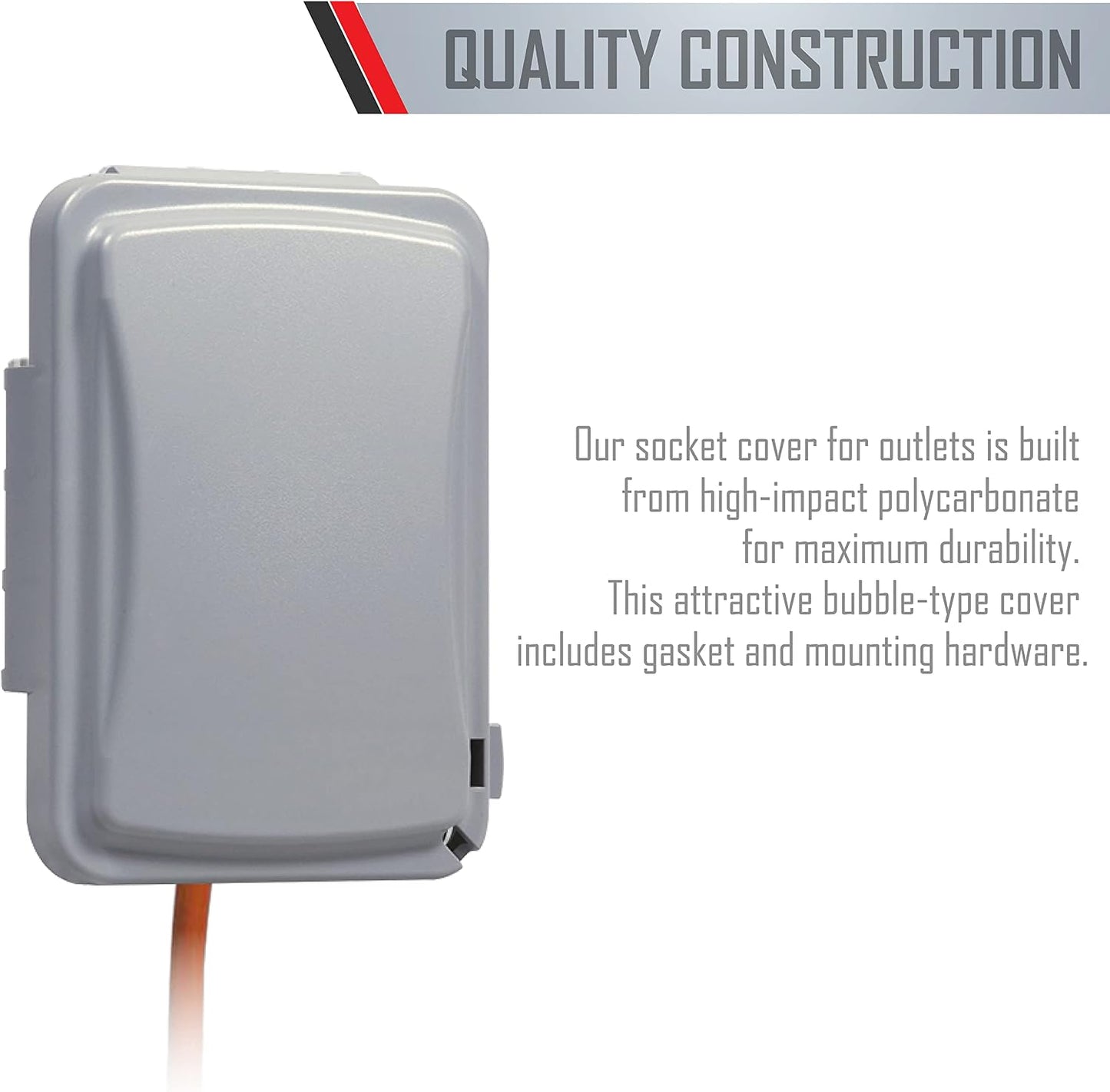 TayMac MM110G Weatherproof Single Outlet Outdoor Receptacle Cover, 5/8 Inches Deep, Grey