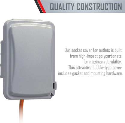 TayMac MM110G Weatherproof Single Outlet Outdoor Receptacle Cover, 5/8 Inches Deep, Grey