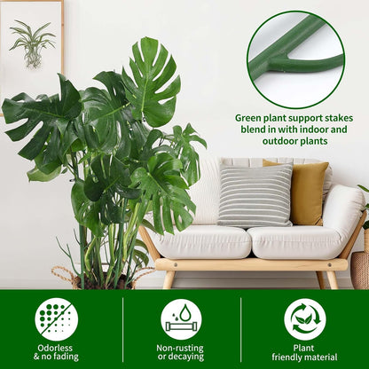 Yhtpouqe 12 Pack Plant Support Stakes, Plant Stakes for Indoor and Outdoor Plants. 39.37inch Plant Sticks with Extension Poles, Plant Clips, Plant Ties for Potted Monstera Plants, Climbing Plants