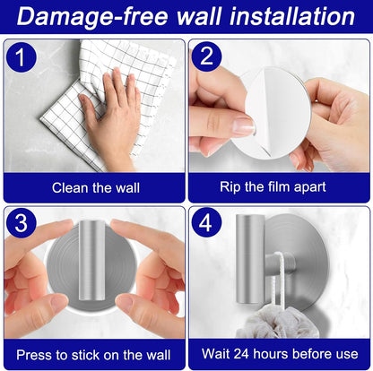 Bntuk Wall Towel Hooks, Adhesive Hooks for Coat Waterproof Shower Hooks, Sticky Hanger Hook for Hanging Coat, Clothes, Robe, Towel Hooks for Bathroom Glass Window - 2 Pack, Black