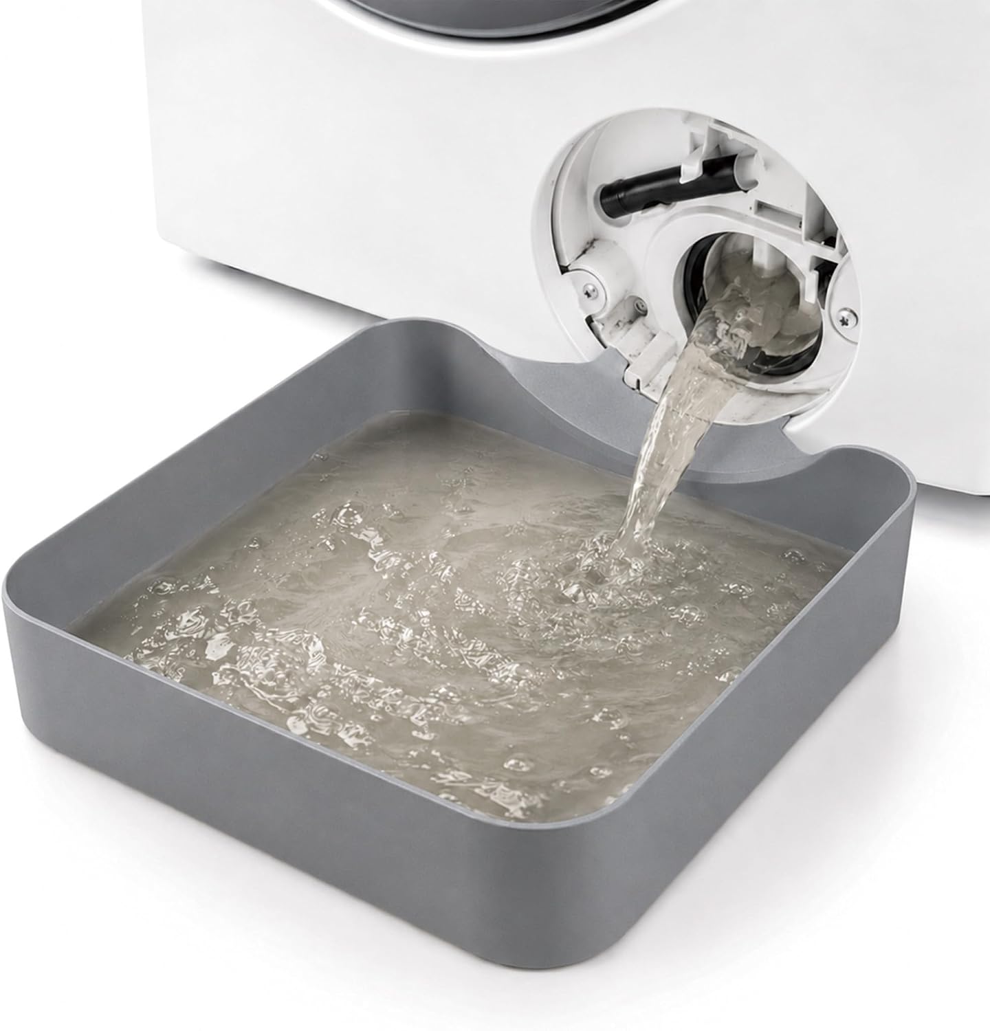 2027 Universal Front-Load Washing Machine Drain Pan - Washing Machine Drainage Tray for Basements, Apartments, Garages, Rentals, Easy Installation (Gray)