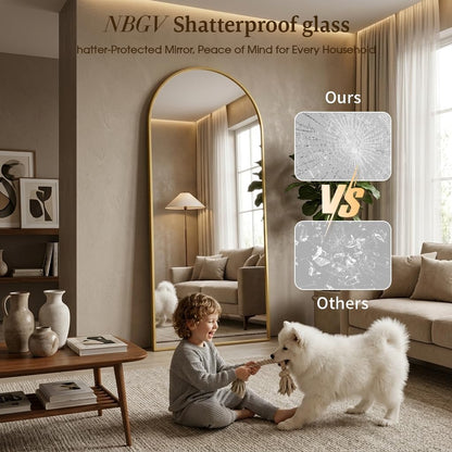 59"x16" Floor Mirror Full Length, Arched Full Length Mirror with Stand, Full Body Mirrors for Bedroom Living Room or Cloakroom Gold