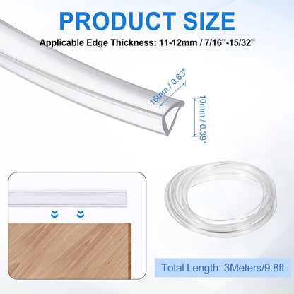 uxcell Clear Edge Trim, 13.1Ft Silicone U Channel Edge Protector, Edges Guards Fits 1/32"-3/32" for Car Doors Sheet Metal Parts (3/16" W x 3/8" H)