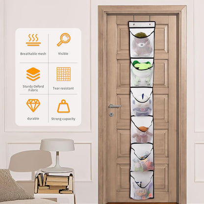 GOMAJI 6 Large Breathable Mesh Pockets, Over The Door Shoe Organizer, Boots Hanging Storage Shoe Rack for Closet, Accessories - - White